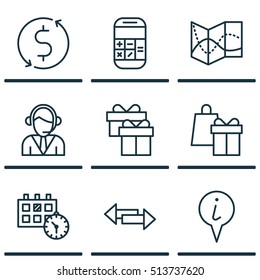 Set Of Travel Icons On Operator, Appointment And Present Topics. Editable Vector Illustration. Includes Info, Calculator, Calculation And More Vector Icons.