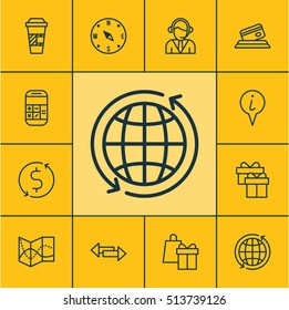 Set Of Travel Icons On Present, Shopping And Calculation Topics. Editable Vector Illustration. Includes Center, Direction, Calculator And More Vector Icons. Set Of Travel Icons On Present, Shopping And Calculation Topics. Editable Vector Illustration. Includes Center, Direction, Calculator And More Vector Icons.