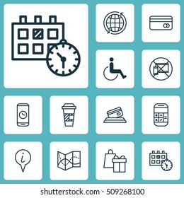 Set Of Travel Icons On Road Map, Calculation And World Topics. Editable Vector Illustration. Includes Takeaway, Paralyzed, Payment And More Vector Icons.