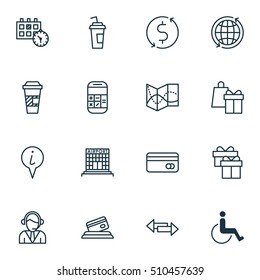 Set Of Travel Icons On Takeaway Coffee, Crossroad And Shopping Topics. Editable Vector Illustration. Includes Construction, Paralyzed, Calendar And More Vector Icons.