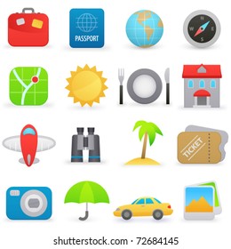 Set of travel icons on a white background