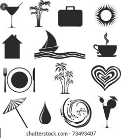 Set of travel icons on a white background
