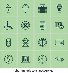 Set Of Travel Icons On World, Airport Construction And Operator Topics. Editable Vector Illustration. Includes Calendar, World, Drink And More Vector Icons.