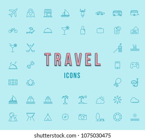 Set of Travel icons Outline