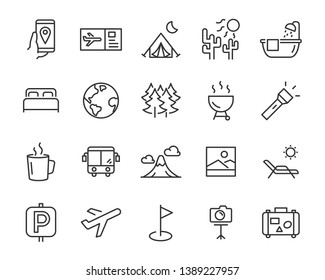 set of travel icons, such as vacation, summer, camp, tourism, holiday