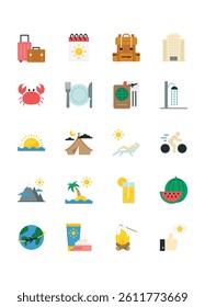 set of travel icons, summer vacation, trip