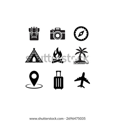 set of travel icons. Vector graphic of summer vacations and holidays. assemblage of components related to travel and tourism