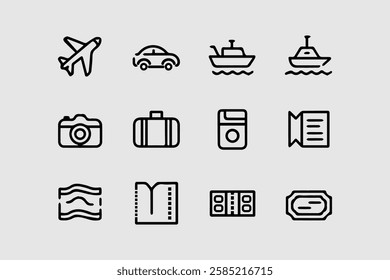 Set of Travel Icons Vector High-Quality Icons for Travel Websites, Apps, and Marketing Materials 