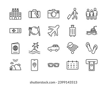 Set of travel icons. Vector illustrations.