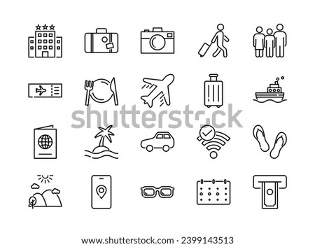Set of travel icons. Vector illustrations.
