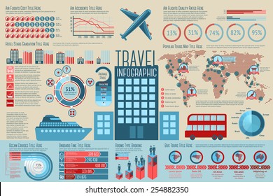 Set of Travel Infographic elements with icons, different charts, rates etc. Vector