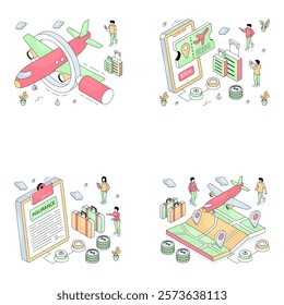 Set of Travel Isometric Illustrations 

