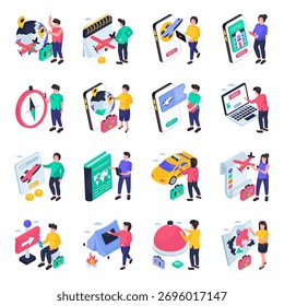 Set of Travel Isometric Illustrations 