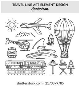 Set of travel line art element template design