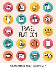 set of travel line icon