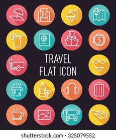set of travel line icon