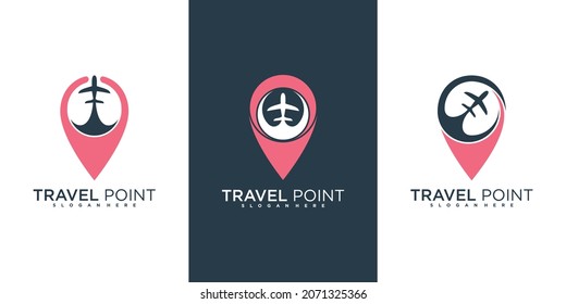 Set of travel logo design colection with modern and fres colour style, Premium vektor