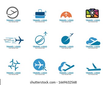 Set of Travel Logo Design Template. Icon Plane Travel Vector