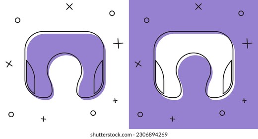 Set Travel neck pillow icon isolated on white and purple background. Pillow U-shaped.  Vector