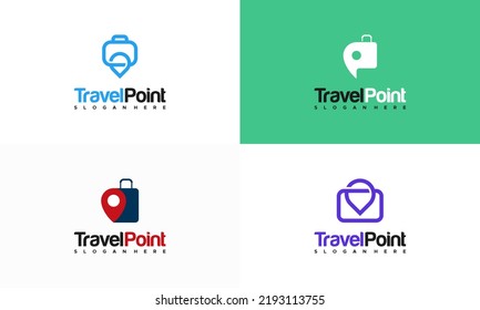 Set of Travel Point Logo designs concept with suitcase symbol icon vector