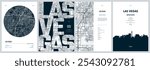 Set of travel posters with Las Vegas, detailed urban street plan city map, Silhouette city skyline, vector artwork