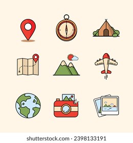 Set of Travel and Related Icons