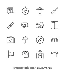 Set of travel related vector line icons. Premium linear symbols pack. Vector illustration isolated on a white background. Web symbols for web sites and mobile app. Trendy design. 