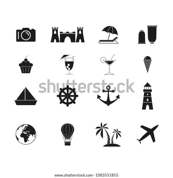 Set of travel\
relax icons on white\
background
