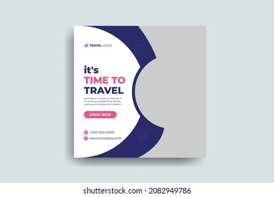 Set of travel sale social media post template. Web banner, flyer or poster for travelling agency business offer promotion. Holiday and tour advertising banner design.