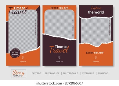 Set of travel social media stories template.