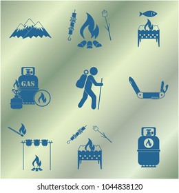 Set of travel, sport and camping equipment icons. Vector illustration