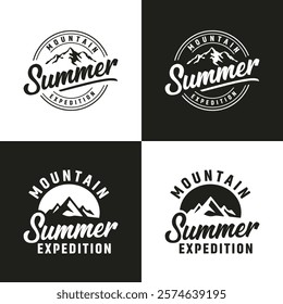 Set of travel summer mountain vector logo illustration