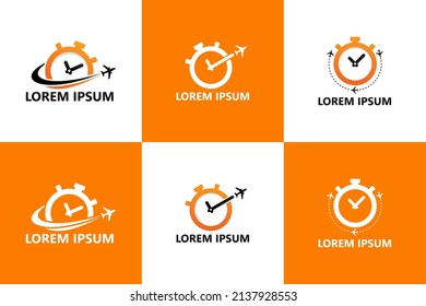 Juego de vectores de diseño de plantillas de logotipo de tiempo de viaje