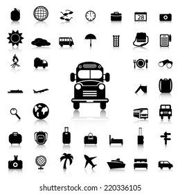Set of Travel & Tourism  black icons and silhouettes