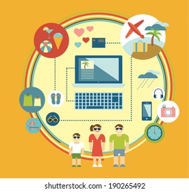 Set of travel and vacation icons