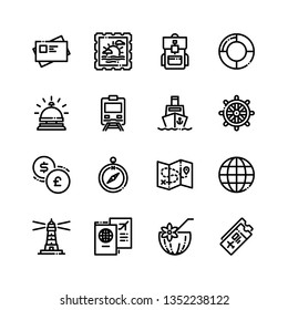 Set of Travel and Vacation icons, line style