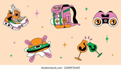Set of travel vacation items vector illustration