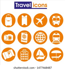 Set of travel vector icons. Flat design.