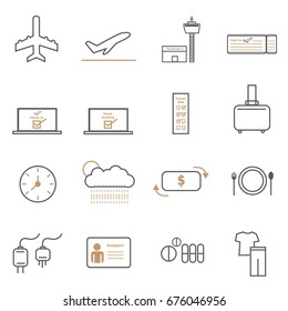 Set of travel vector simple line icon