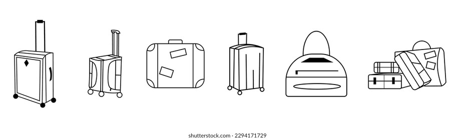 Set of traveler's suitcases on white background