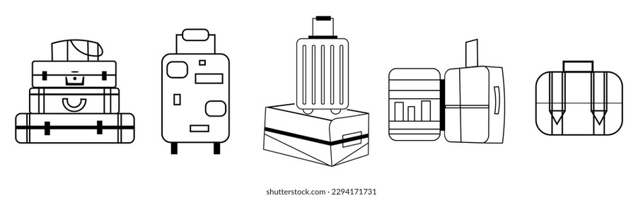 Set of traveler's suitcases on white background