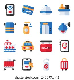 Set of Traveling Accessories Flat Icons

