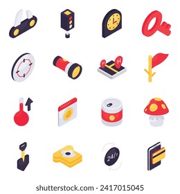 Set of Traveling and Adventure Isometric Icons

