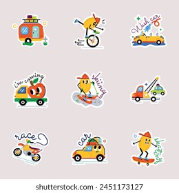 Set of Traveling Flat Stickers 

