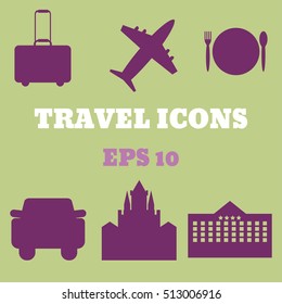 Set of traveling icons. Editable vector illustration.