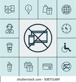Set Of Traveling Icons On Accessibility, Locate And Operator Topics. Editable Vector Illustration. Includes Disabled, World, Box And More Vector Icons.