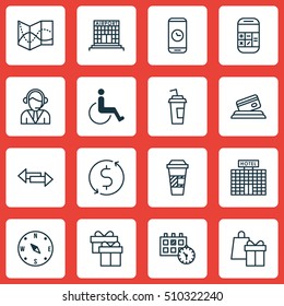 Set Of Traveling Icons On Accessibility, Locate And Calculation Topics. Editable Vector Illustration. Includes Hotel, Paralyzed, Calendar And More Vector Icons.