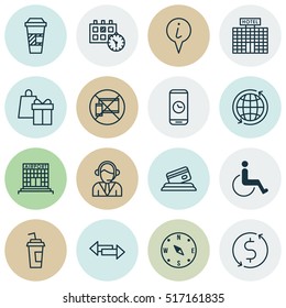 Set Of Traveling Icons On Accessibility, Info Pointer And Credit Card Topics. Editable Vector Illustration. Includes Arrows, Center, Exchange And More Vector Icons.