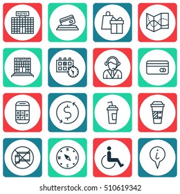 Set Of Traveling Icons On Airport Construction, Info Pointer And Road Map Topics. Editable Vector Illustration. Includes Mobile, Airport, Accessibility And More Vector Icons.