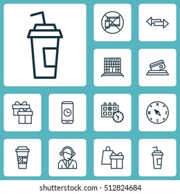 Set Of Traveling Icons On Airport Construction, Operator And Appointment Topics. Editable Vector Illustration. Includes Gift, Takeaway, Paper And More Vector Icons.